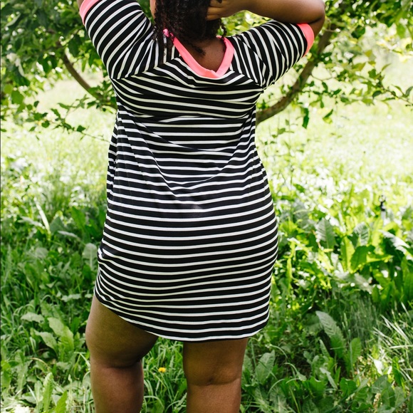 Later Skater T-Shirt Dress with Hot Pink Trim - Picture 10 of 11